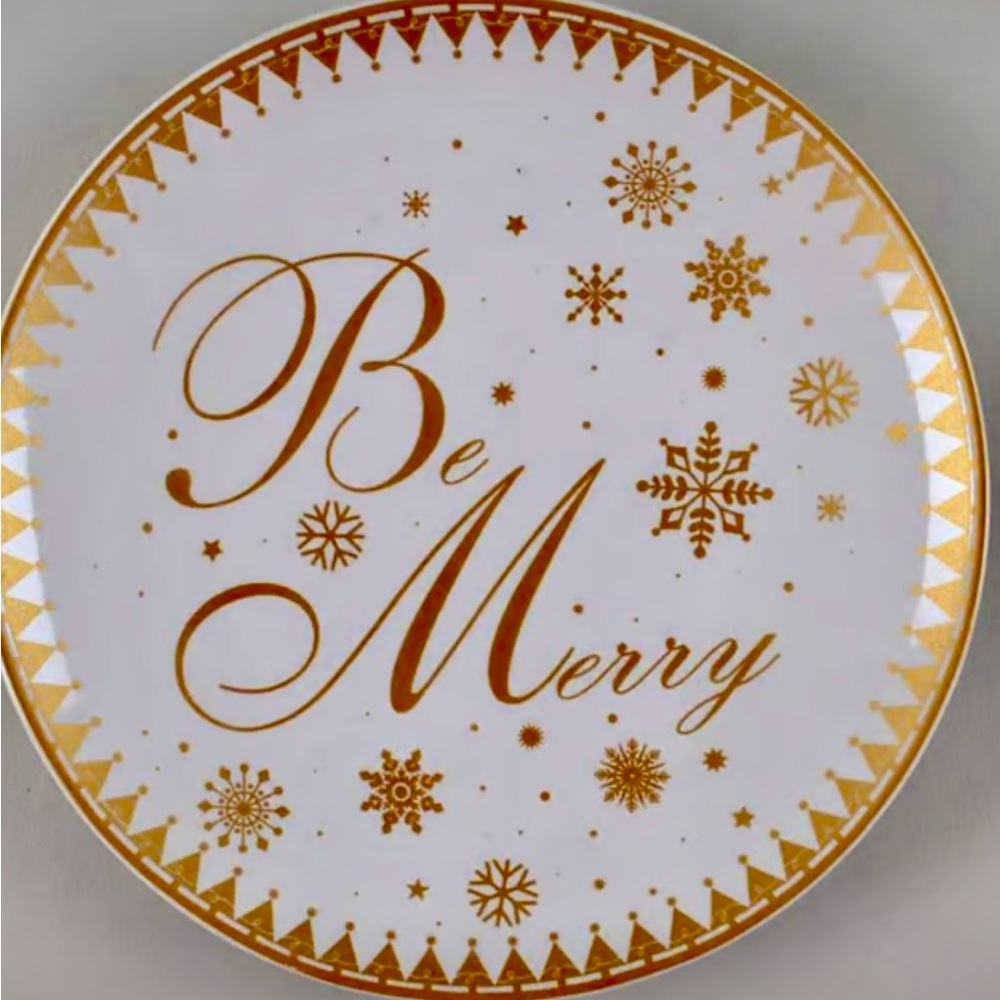 222 Fifth Gold and White Holiday Appetizer Plates